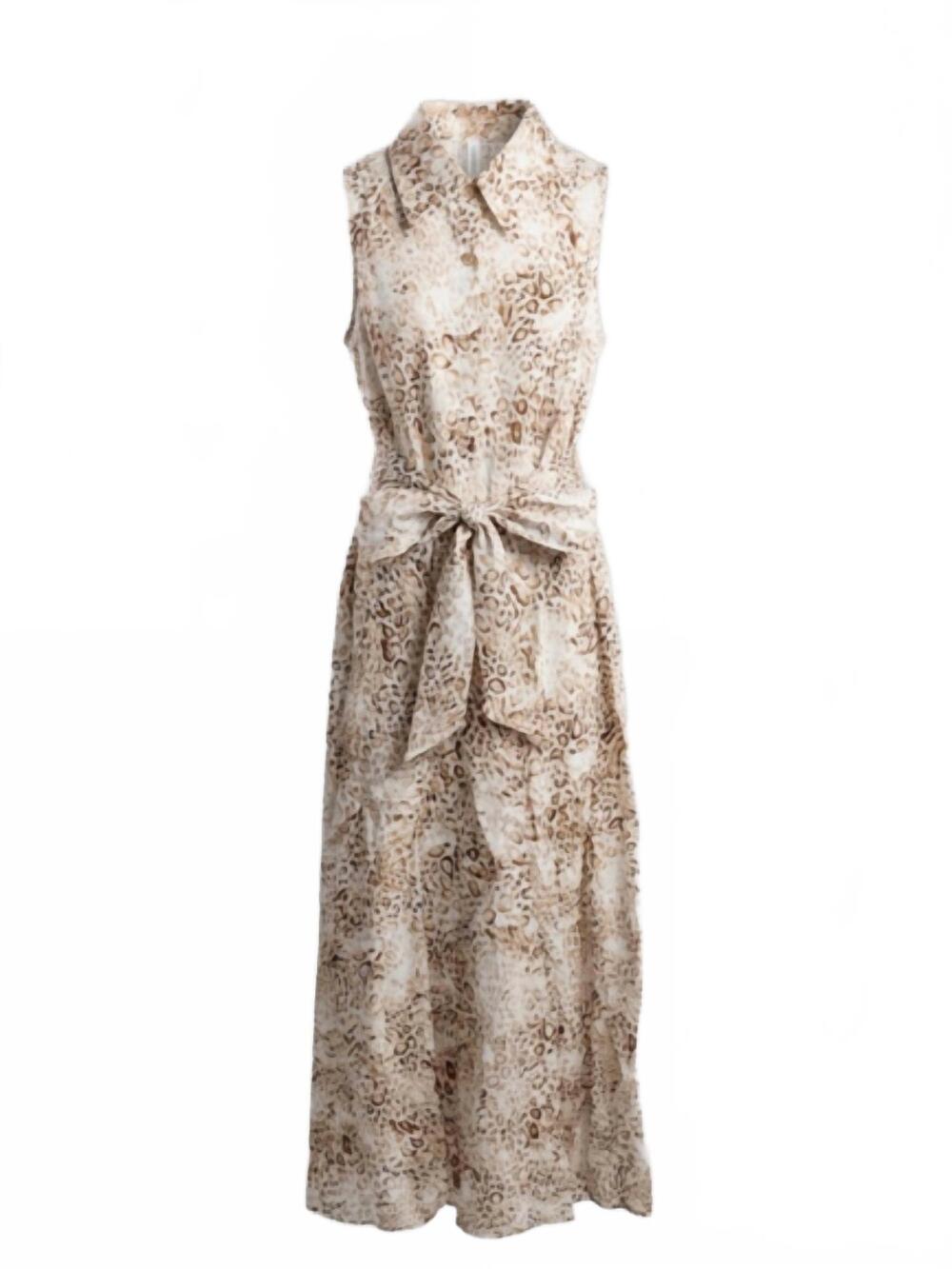 NEW ENTRO women's sleeveless maxi dress in animal